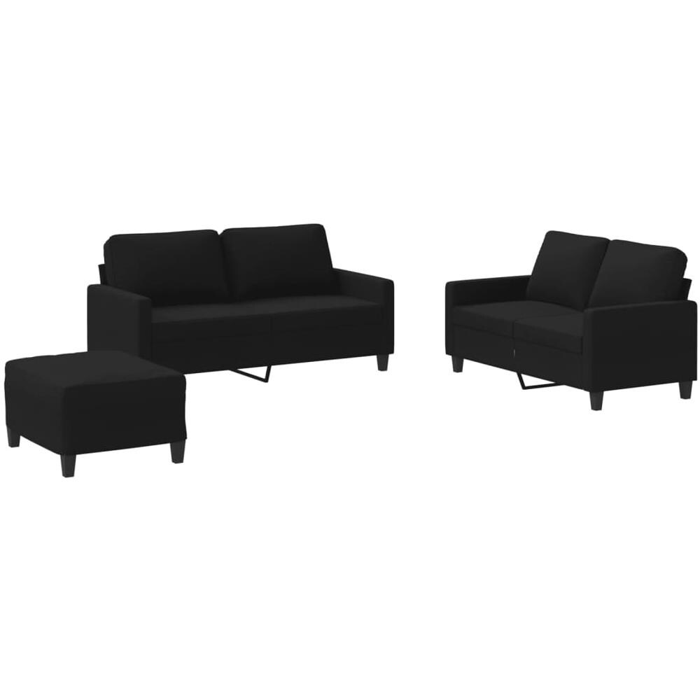Set Di Divani 3 Pz Con Cuscini Nero In Tessuto - Foto 2
