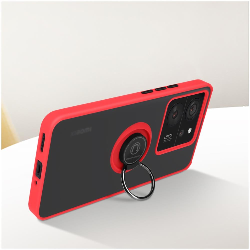 Cover Per Xiaomi 13t E 13t Pro Anello Metallico Supporto Bordo Rosso - Foto 5