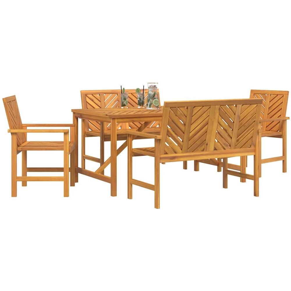 Set da Pranzo per Giardino 5 pcs Marrone 150 x 90 x 74 cm - Foto 9