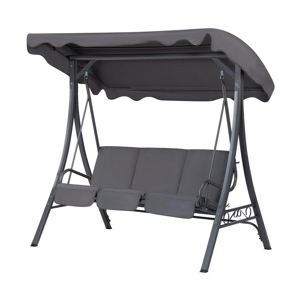 Dondolo Da Giardino In Metallo E Tessuto Grigio Garbo - Foto 1