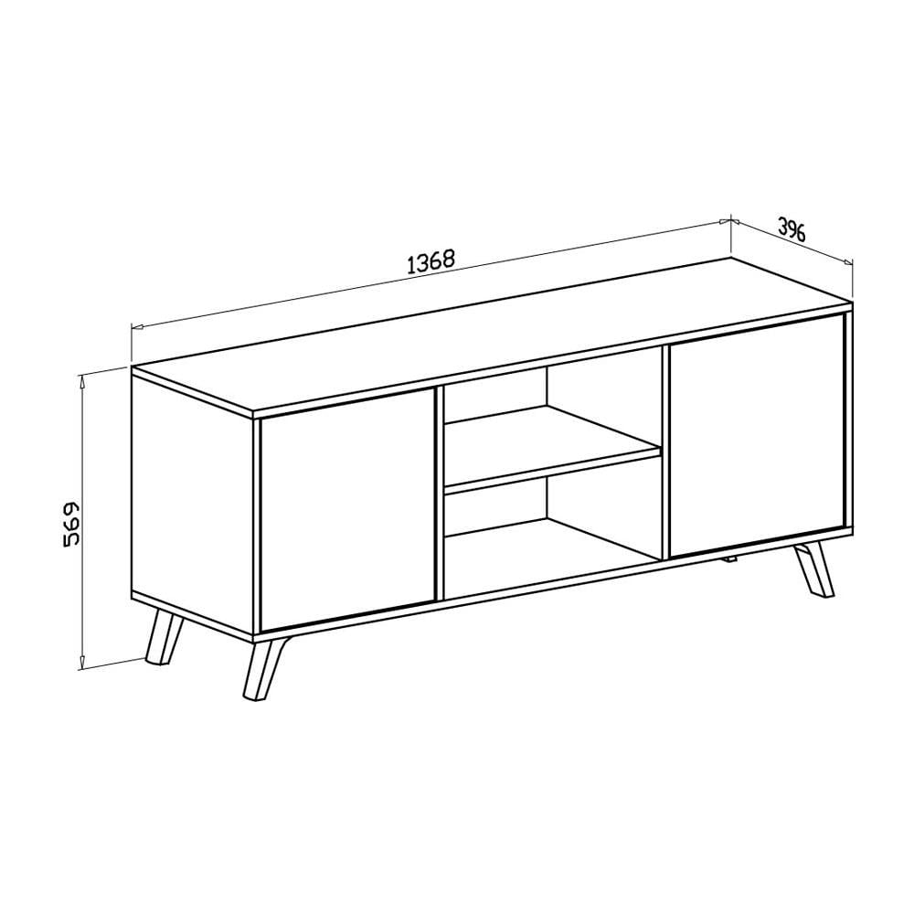 Mobile Tv 140 A 2 Porte, Soggiorno, Modello Wind, Struttura Colore Puccini, Porte Colore Grigio Antracite, Misure 140x40x57cm Di Altezza. - Foto 3