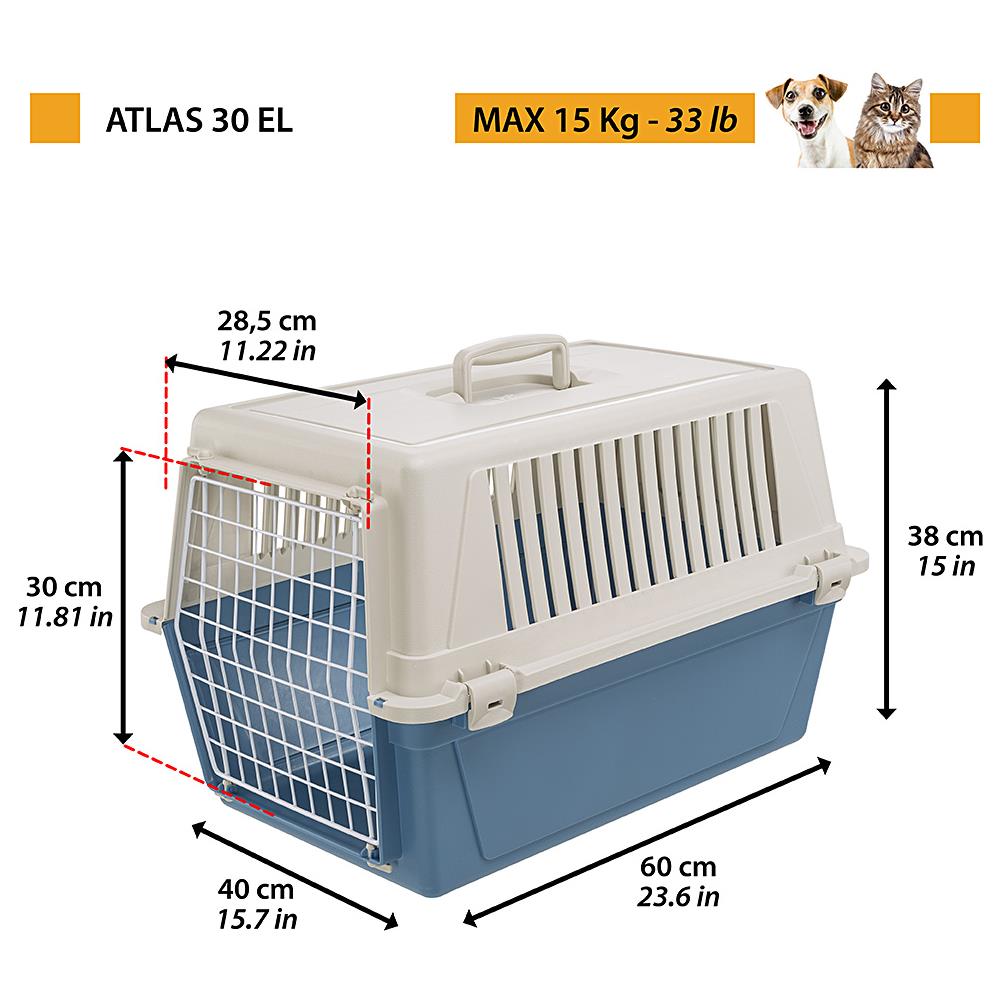 Trasportino Rigido Per Cani Piccola Taglia E Gatti Atlas 30 El, Plastica Robusta, Porta In Acciaio Plasticato, Griglie Per L'aerazione - Foto 2