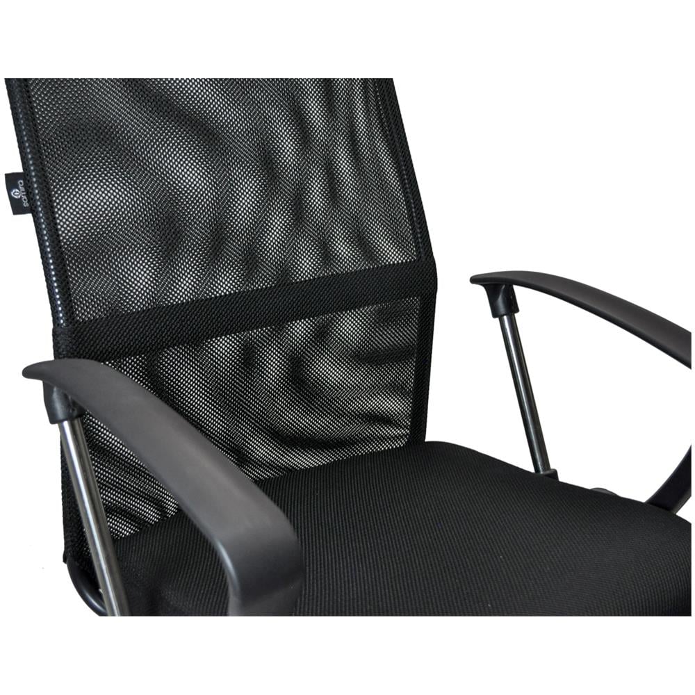 Sedia Da Ufficio Girevole, Poltrona Presidenziale In Tessuto Nero Mod. Milano - Foto 7