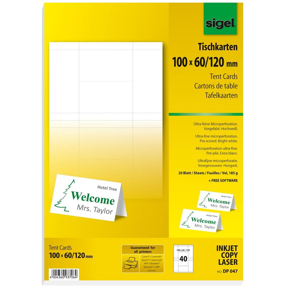 Dp047 - Tischkarten - High White - 60 X 100 Mm - 185 G / m2 - 40 Stck. (20 Bogen X 2) (dp047)  - Foto 1