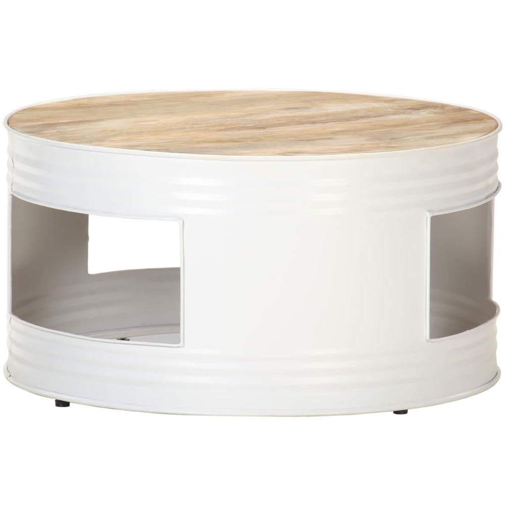 Tavolino Da Caff Bianco 68x68x36 Cm In Legno Massello Di Mango - Foto 1