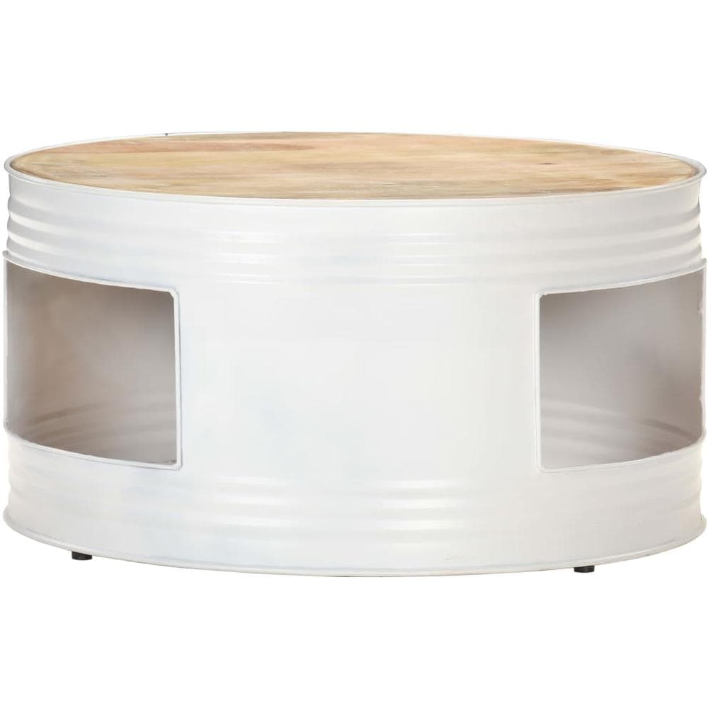 Tavolino Da Caff Bianco 68x68x36 Cm In Legno Massello Di Mango - Foto 2