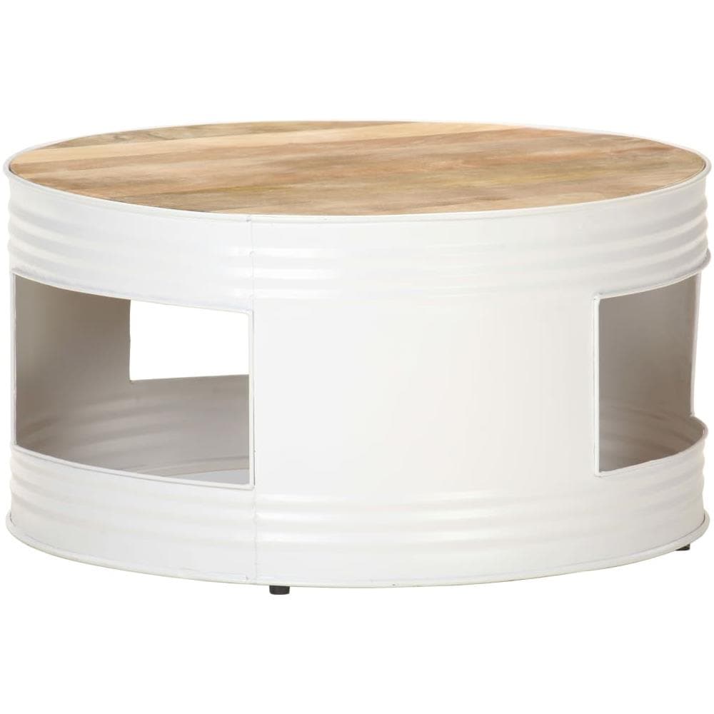 Tavolino Da Caff Bianco 68x68x36 Cm In Legno Massello Di Mango - Foto 8