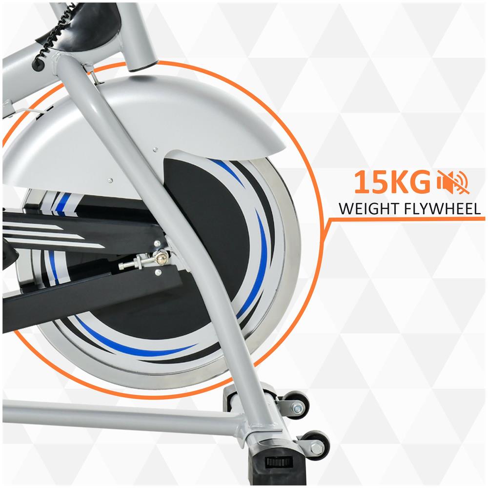 Cyclette Da Camera Con Monitor Lcd E Volano 15kg Sellino E Manubrio Regolabili - Argento / nero - Foto 2