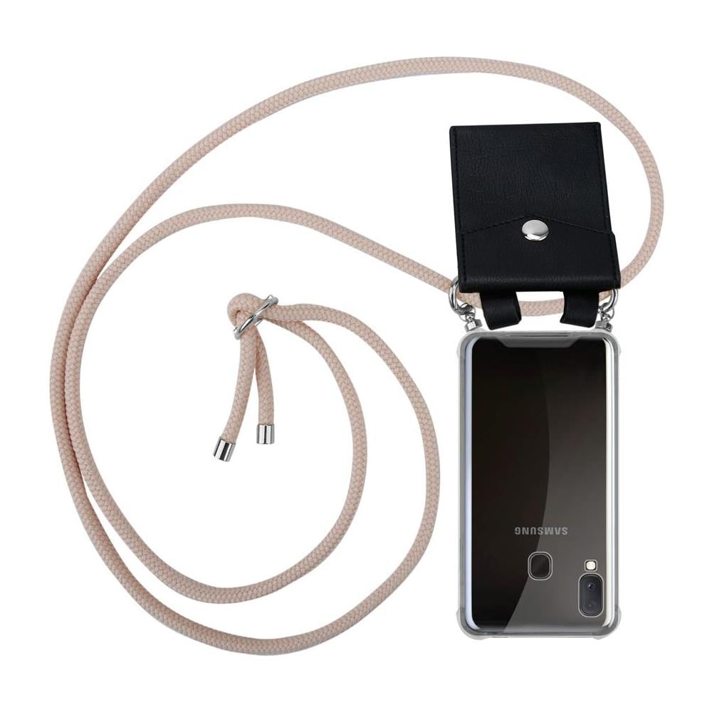Catena Di Telefoni Cellulari Compatibile Con Samsung Galaxy A20e In Or Rosato A Perla - Coperchio Protettivo In Silicone Con Anelli D'argento, Cinturino In Corda E Custodia Staccabile - Foto 1