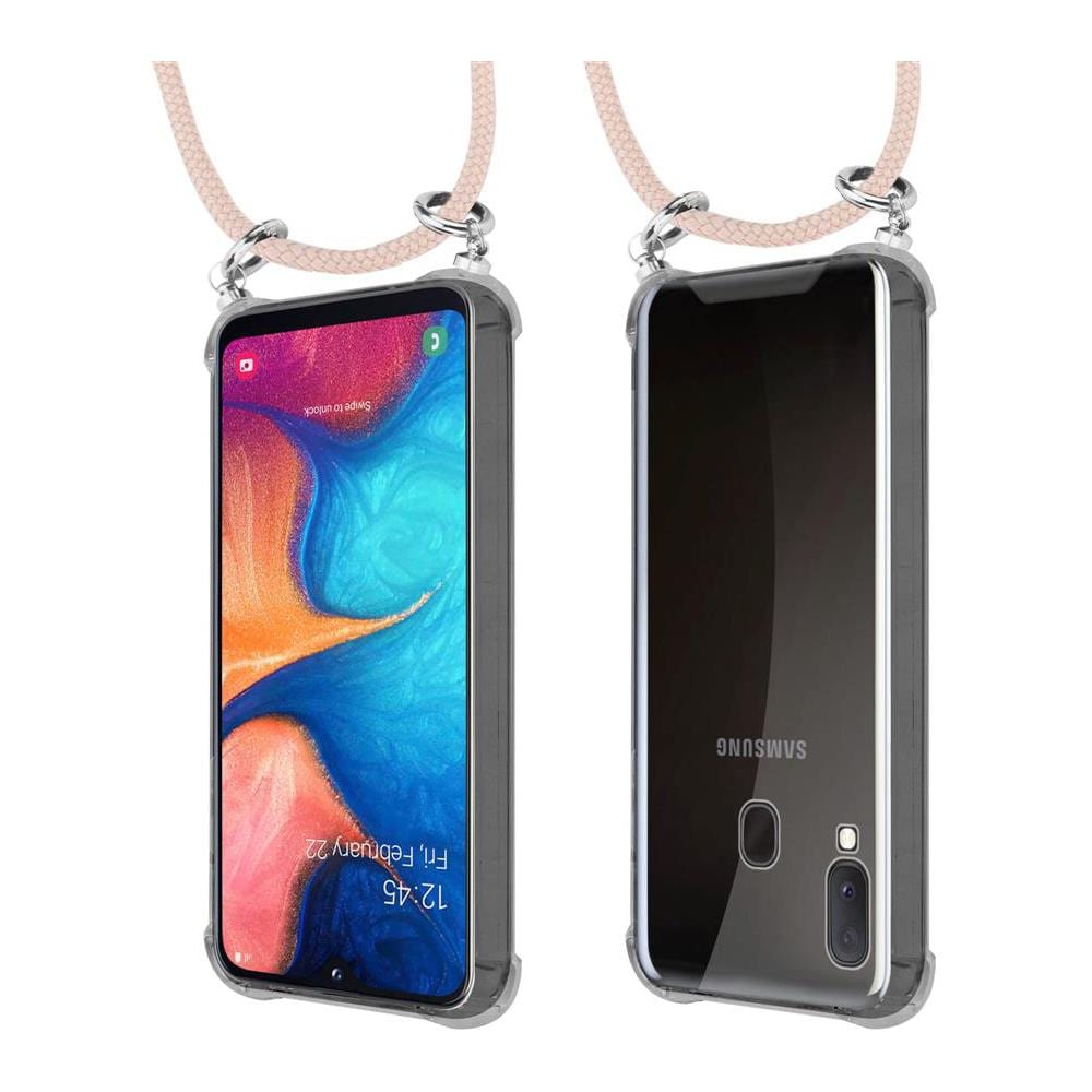 Catena Di Telefoni Cellulari Compatibile Con Samsung Galaxy A20e In Or Rosato A Perla - Coperchio Protettivo In Silicone Con Anelli D'argento, Cinturino In Corda E Custodia Staccabile - Foto 8
