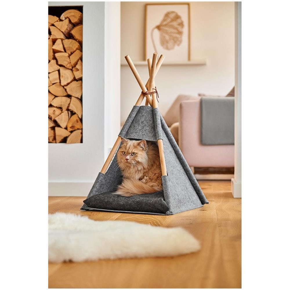 Tipi Tenda Gatto, Feltro, Tano 44x42x45/65 Cm, Colore Grigio, Zeller - Foto 2