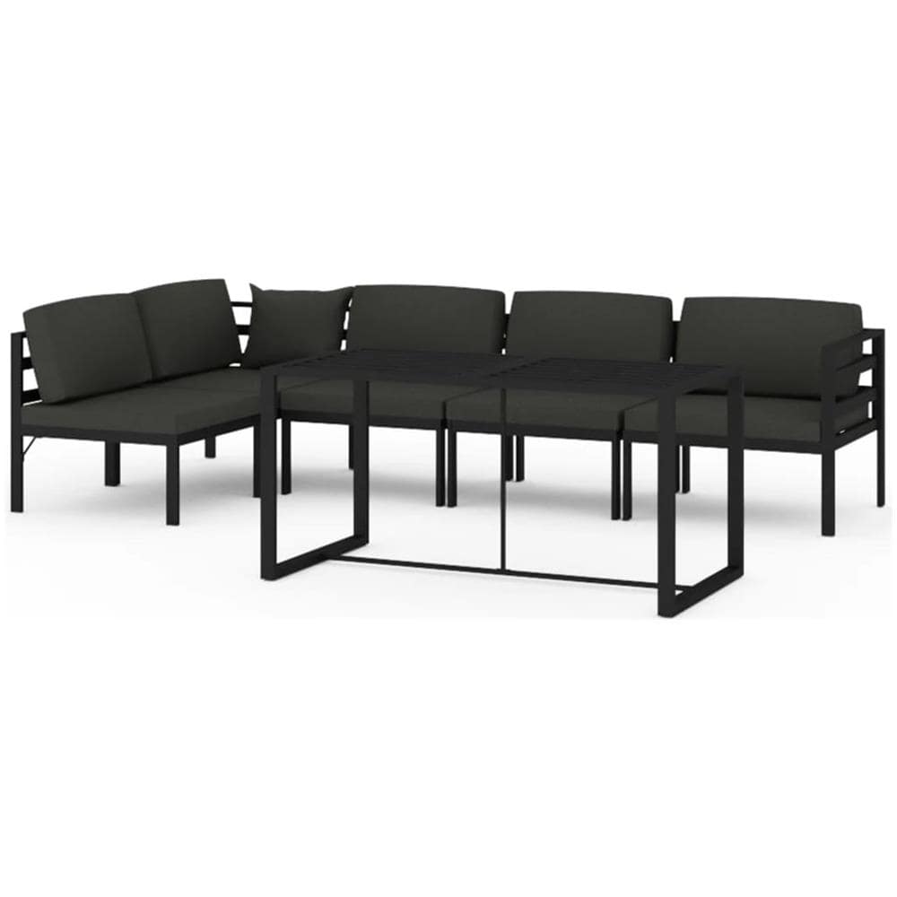 Set Divani Da Giardino 6 Pz Con Cuscini In Alluminio Antracite - Foto 1