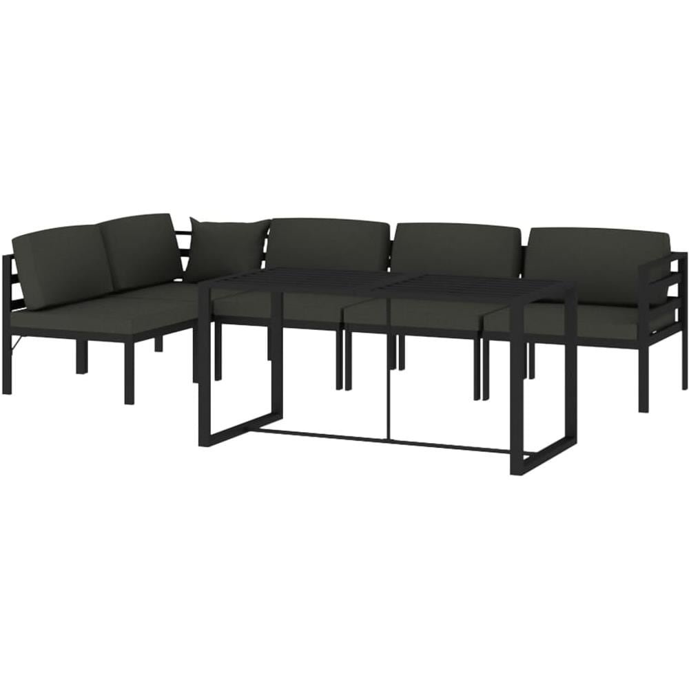 Set Divani Da Giardino 6 Pz Con Cuscini In Alluminio Antracite - Foto 2
