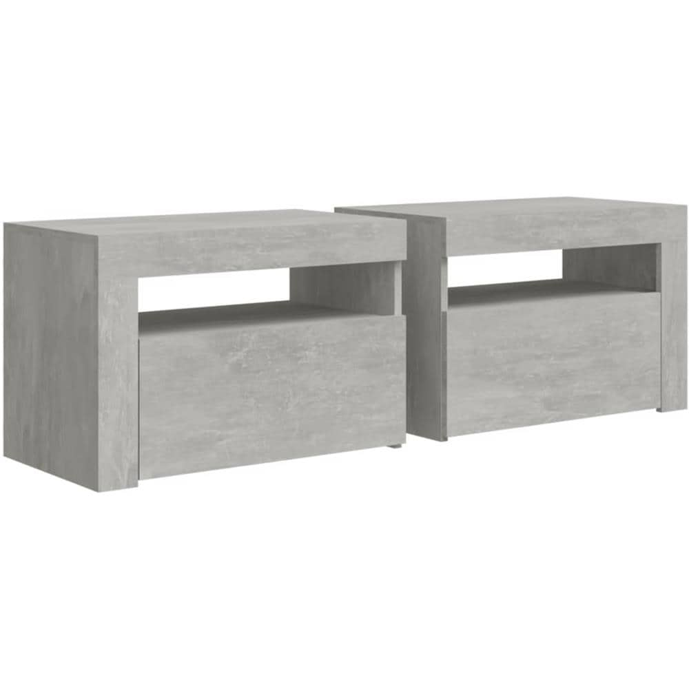 Comodini 2 pz con Luci a LED Grigio Cemento 60x35x40 cm - Foto 2