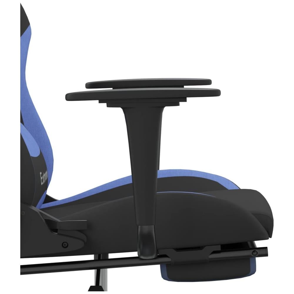 Sedia Da Gaming Con Poggiapiedi Nero E Blu In Tessuto - Foto 2