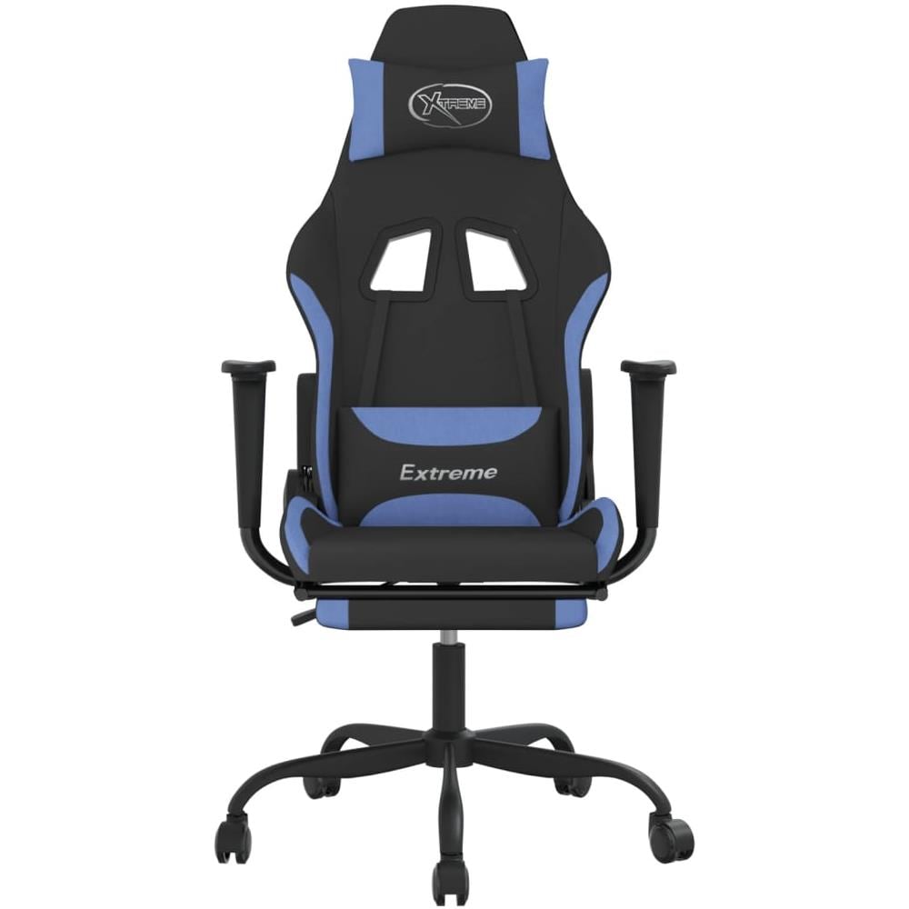 Sedia Da Gaming Con Poggiapiedi Nero E Blu In Tessuto - Foto 10