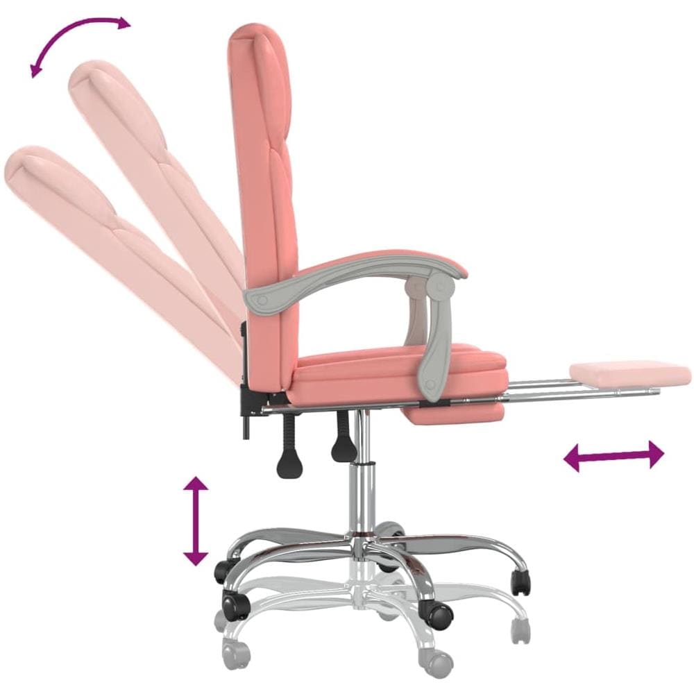 Poltrona Da Ufficio Reclinabile Rosa In Similpelle - Foto 8