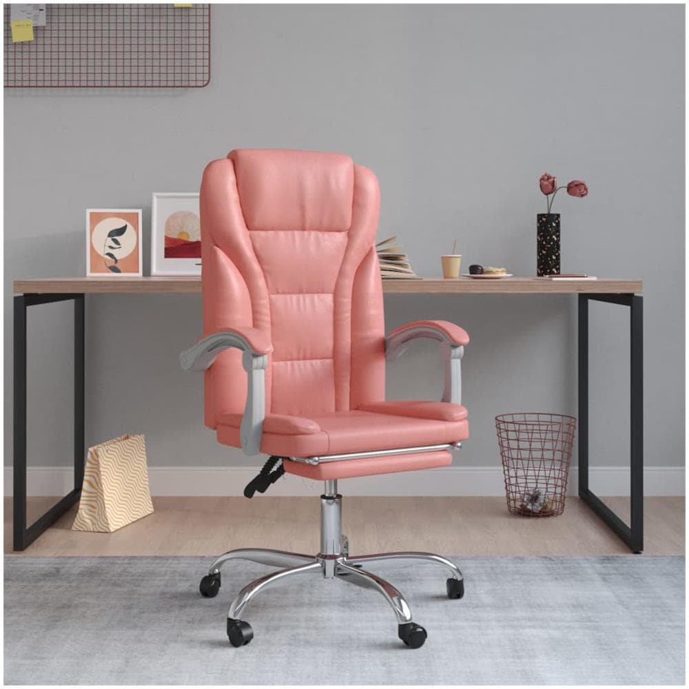 Poltrona Da Ufficio Reclinabile Rosa In Similpelle - Foto 1
