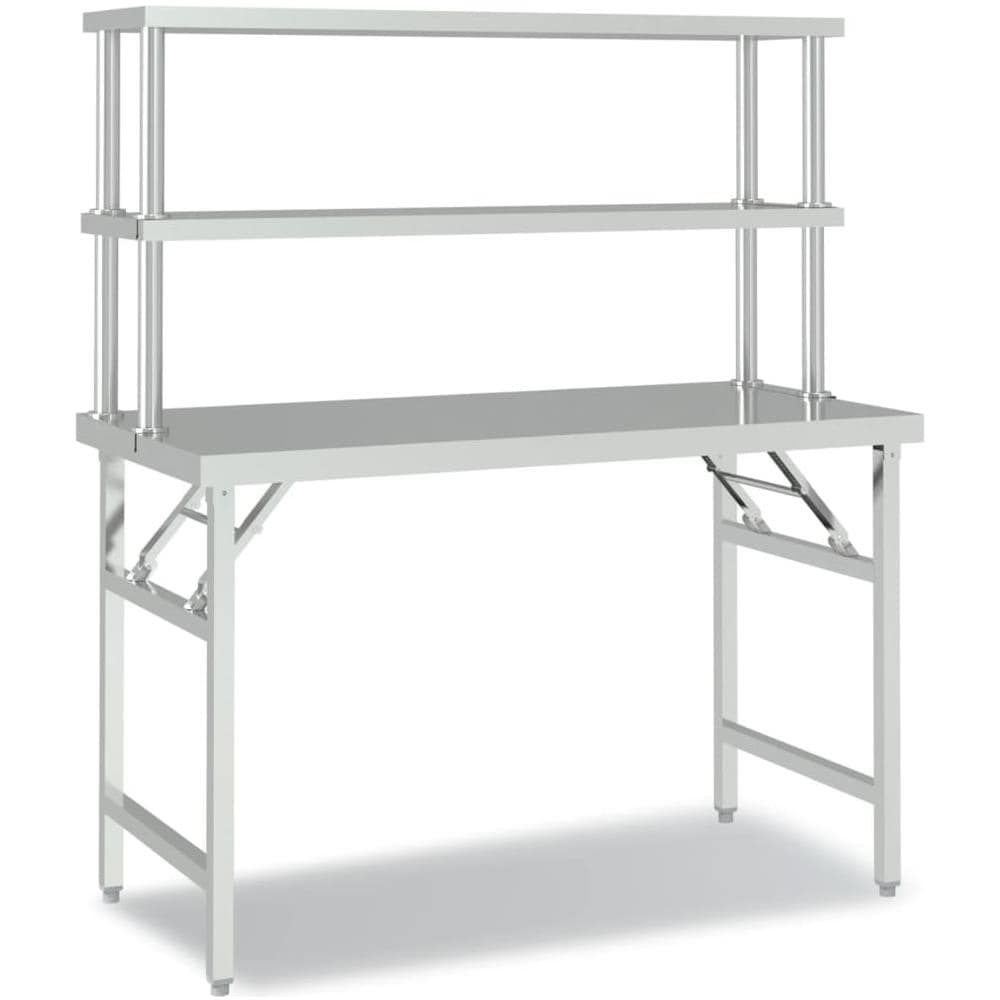 Tavolo Lavoro Cucina Con Ripiano 120x60x145 Cm Acciaio Inox - Foto 2