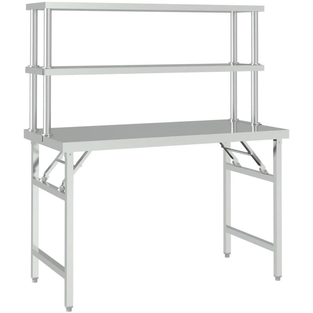 Tavolo Lavoro Cucina Con Ripiano 120x60x145 Cm Acciaio Inox - Foto 5