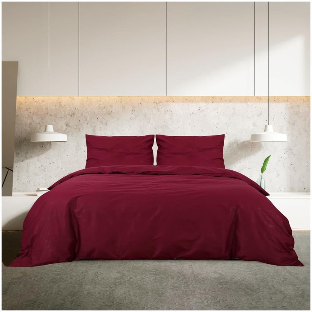 Set Copripiumino Bordeaux 135x200 Cm In Microfibra Leggera - Foto 3