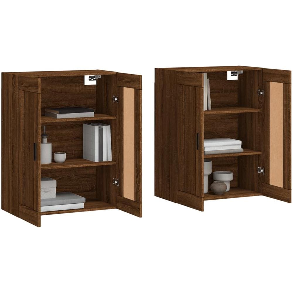 Armadietti A Parete 2 Pz Rovere Marrone In Legno Multistrato - Foto 3