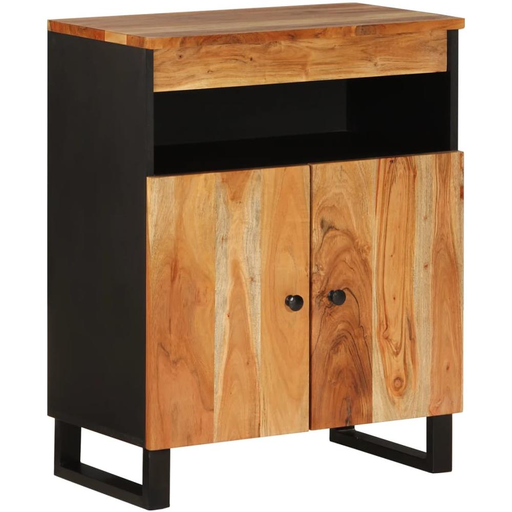 Credenza Con 2 Ante 60x33x75 Cm In Legno Massello Di Acacia - Foto 2