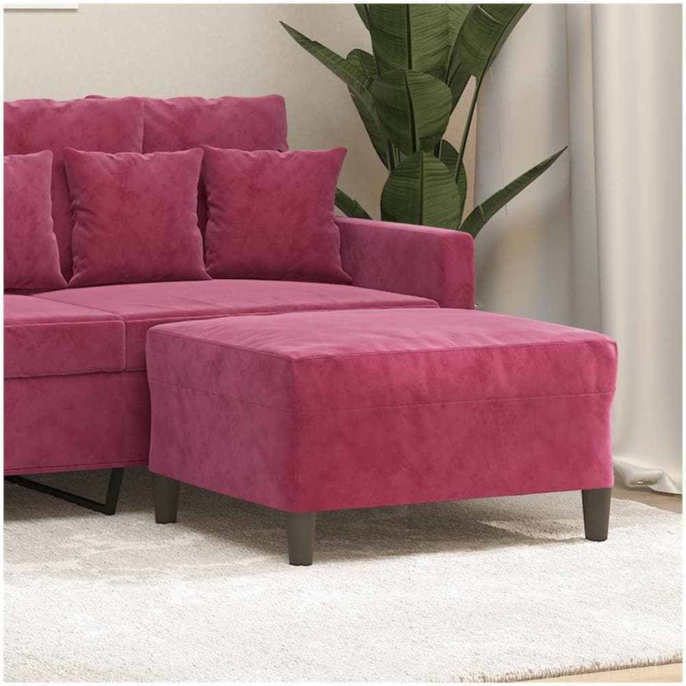 Poggiapiedi Rosso Vino 70x55x41 Cm In Velluto - Foto 1