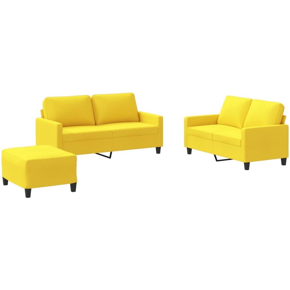 Set Di Divani 3 Pz Con Cuscini Giallo Chiaro In Tessuto - Foto 2