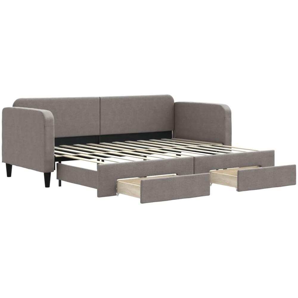 Divano Letto Estraibile Con Cassetti Tortora 80x200 Cm Tessuto - Foto 1