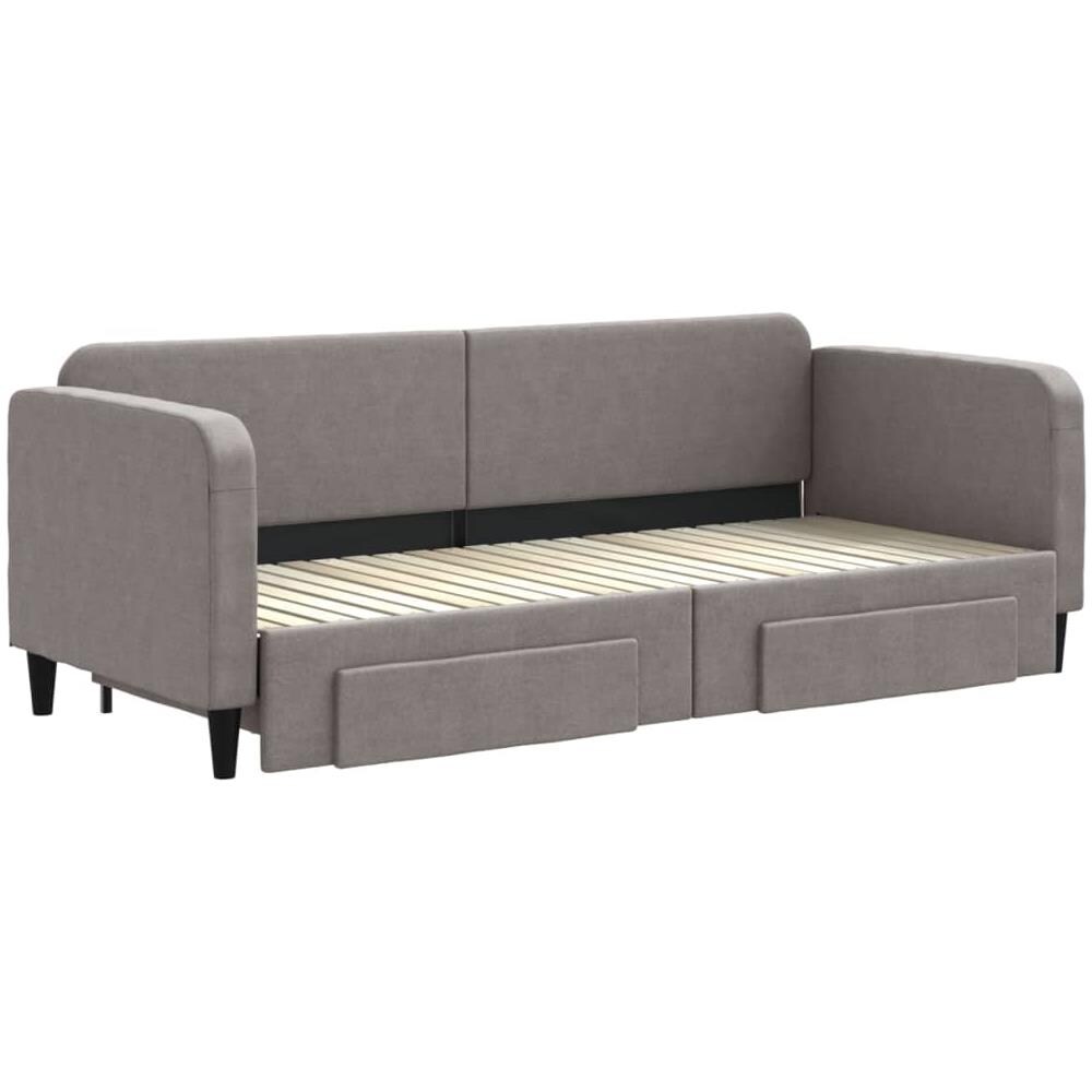 Divano Letto Estraibile Con Cassetti Tortora 80x200 Cm Tessuto - Foto 2