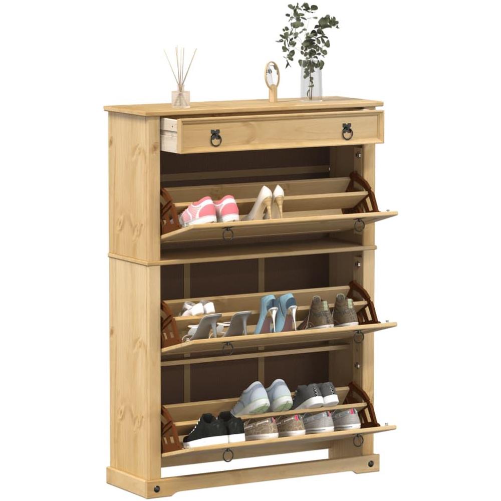 Scarpiera Corona 99x32x138 cm in Legno Massello di Pino - Foto 2