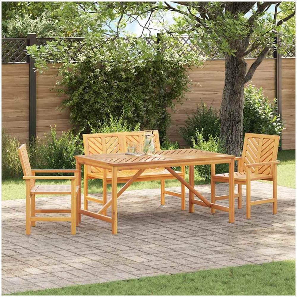 Set da Pranzo per Giardino 4 pcs Marrone 150 x 90 x 74 cm - Foto 1