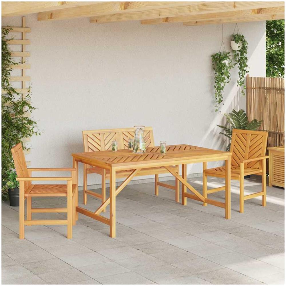 Set da Pranzo per Giardino 4 pcs Marrone 150 x 90 x 74 cm - Foto 2