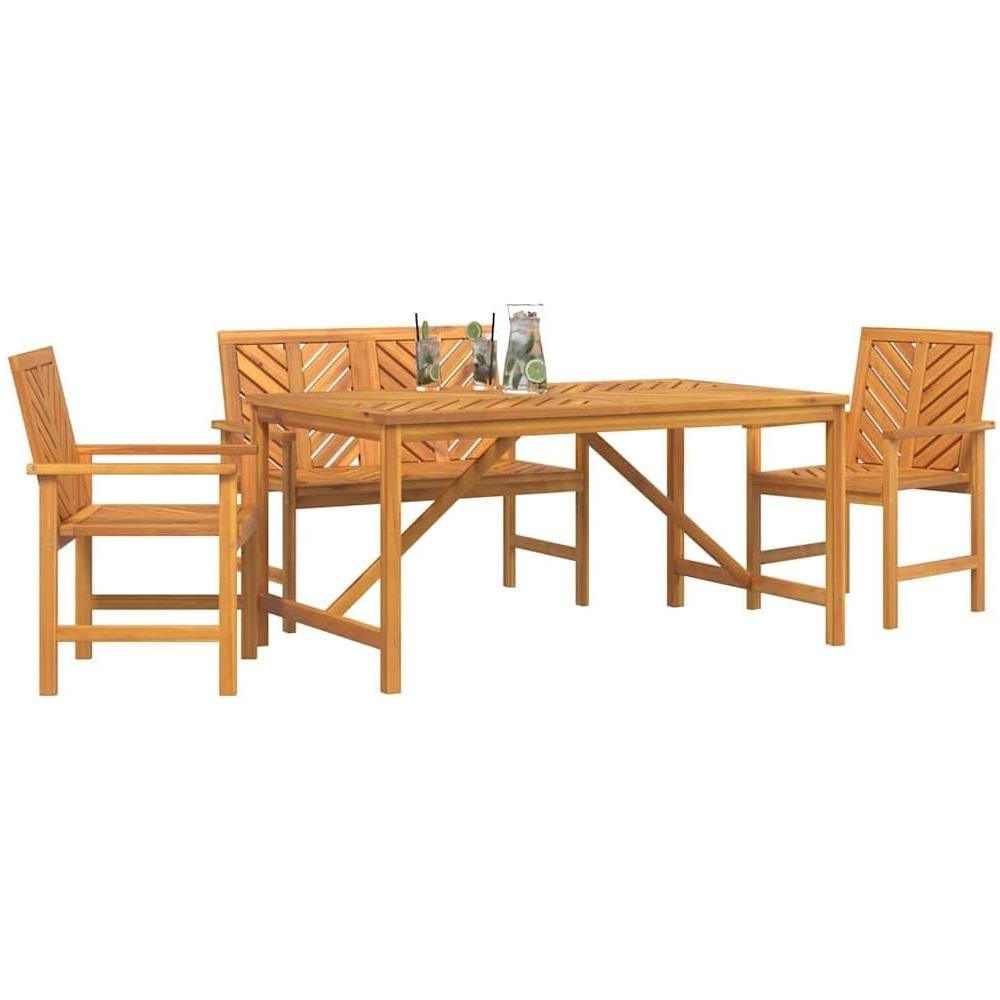 Set da Pranzo per Giardino 4 pcs Marrone 150 x 90 x 74 cm - Foto 9