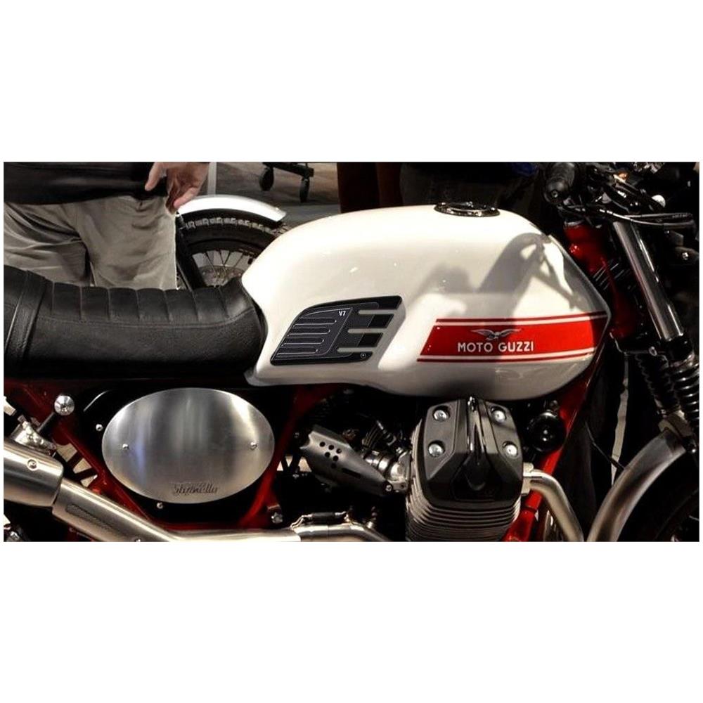 2 Protezioni Ginocchia Laterali Serbatoio 3D Compatibili Per Moto Guzzi V7 New - Foto 2