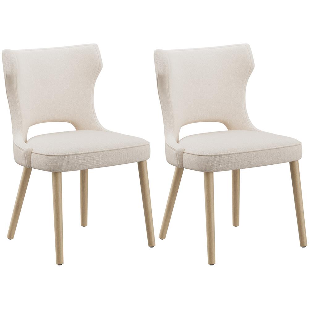 Set Di 2 Sedie Da Pranzo - Sedie Imbottite Con Schienale Alto Stile Club, Per Sala Da Pranzo, Cucina E Soggiorno, Beige - Foto 1