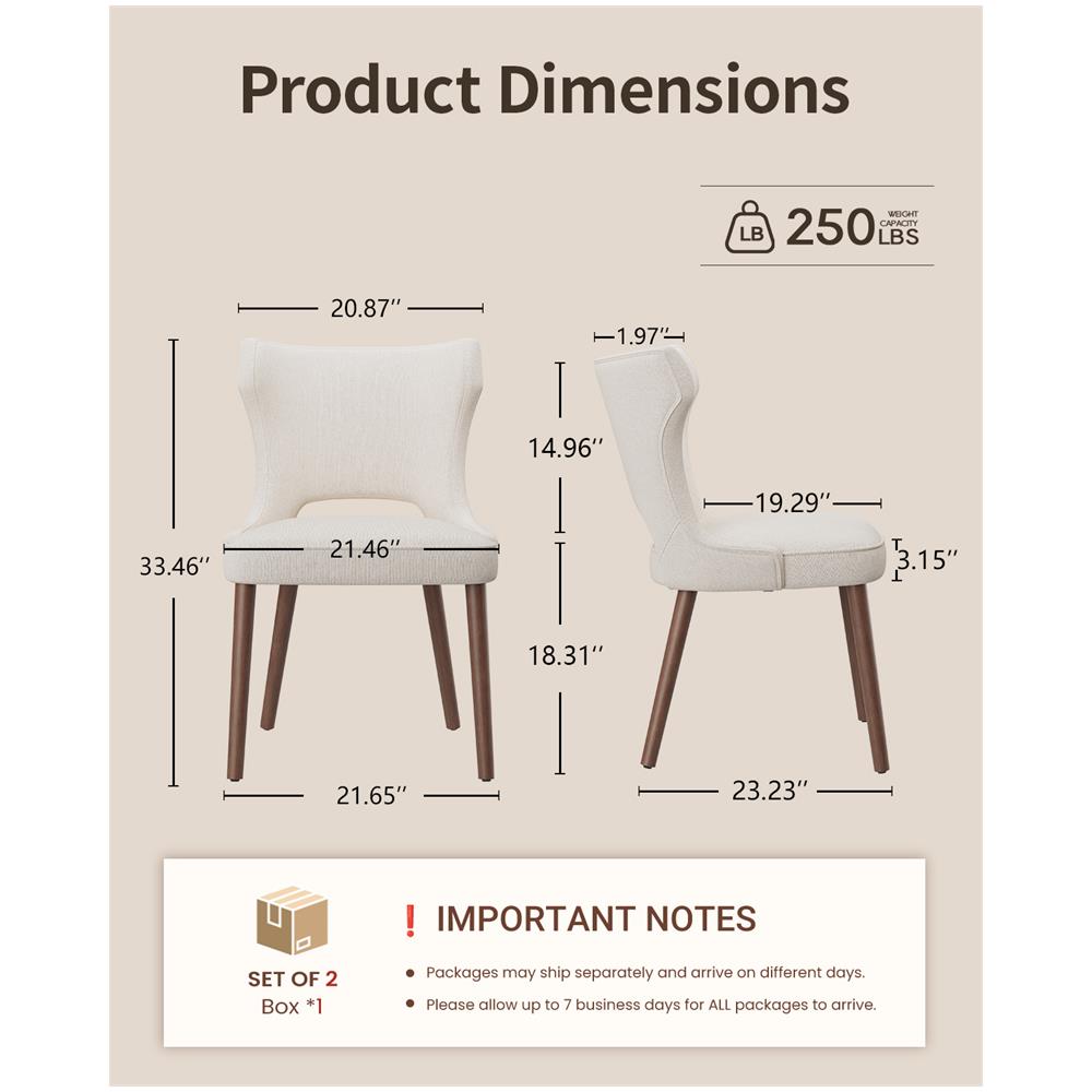 Set Di 2 Sedie Da Pranzo - Sedie Imbottite Con Schienale Alto Stile Club, Per Sala Da Pranzo, Cucina E Soggiorno, Beige - Foto 2