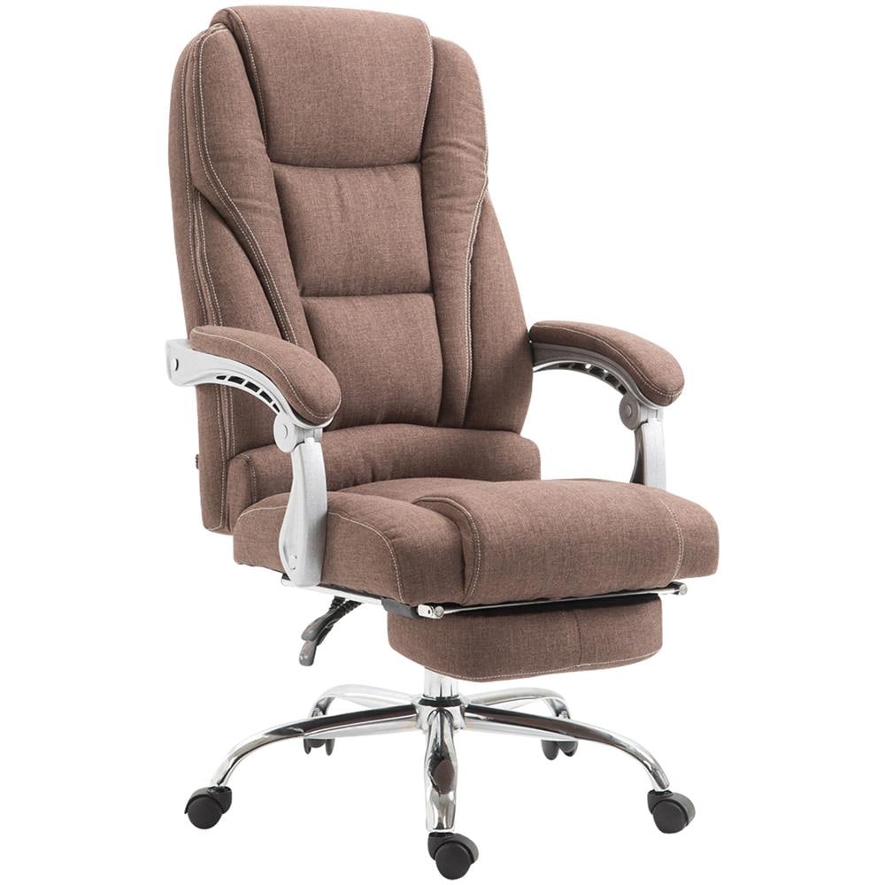 Sedia Ufficio Pacific in Tessuto - Poltrona Direzionale Ergonomica Imbottita con Poggiapiedi - Sedia Studio Carico Max 150KG Marrone - Foto 4