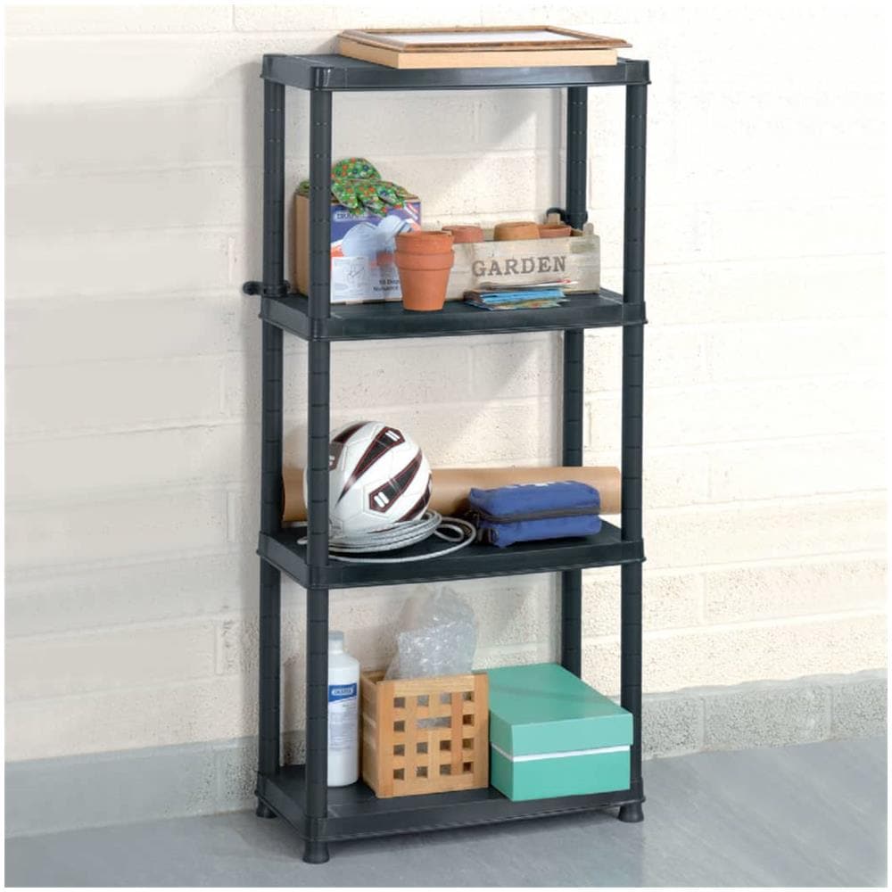 Scaffale A 4 Ripiani Nero 61x30,5x130 Cm In Plastica - Foto 1