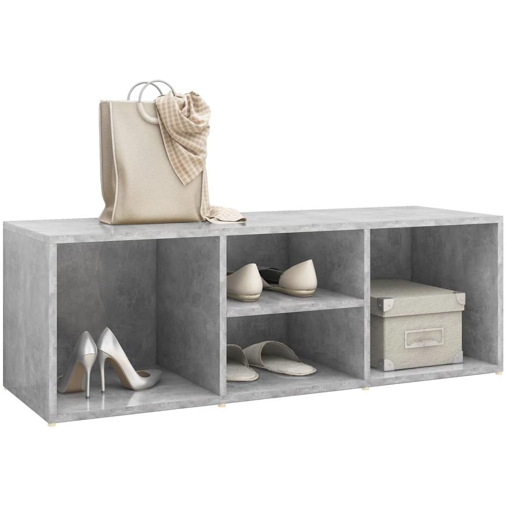 Panca Porta Scarpe Grigio Cemento 105x35x35cm Legno Multistrato - Foto 2