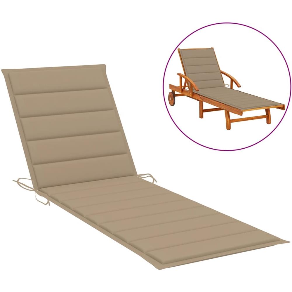 Cuscino per Lettino Prendisole Beige 200x50x4 cm in Tessuto - Foto 1