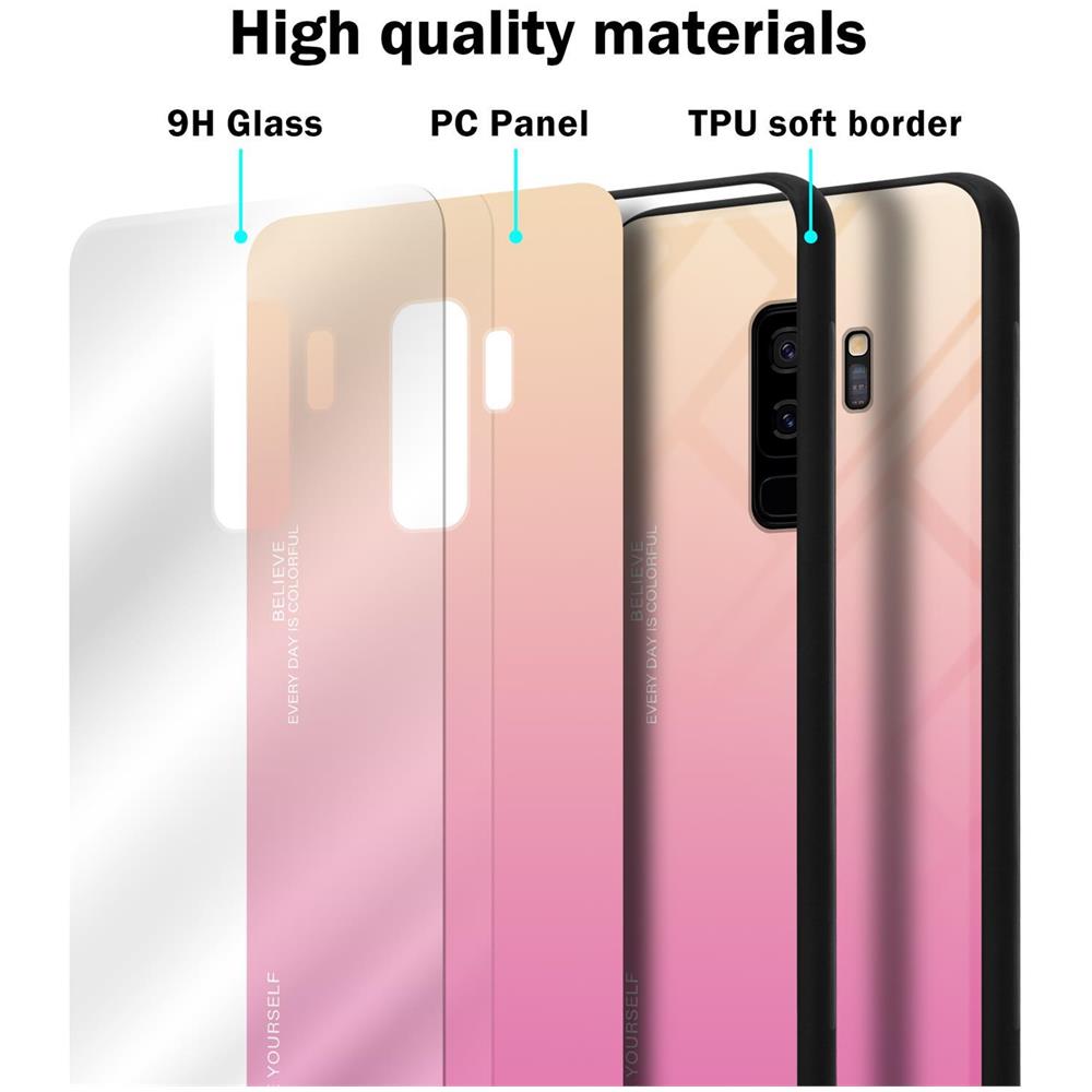 Custodia Compatibile Con Samsung Galaxy S9 Plus In Giallo - Rosa - Coperchio Protettivo Bicolore In Vetro Temperato E Silicone Tpu - Foto 7