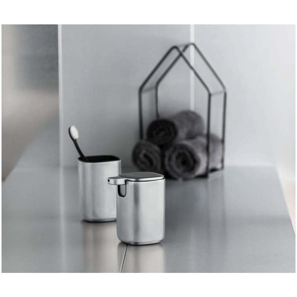 Contenitore Spazzolino Alassio, Acciaio Inox Opaco, Grigio, Ø 7,8 Cm, - Foto 2