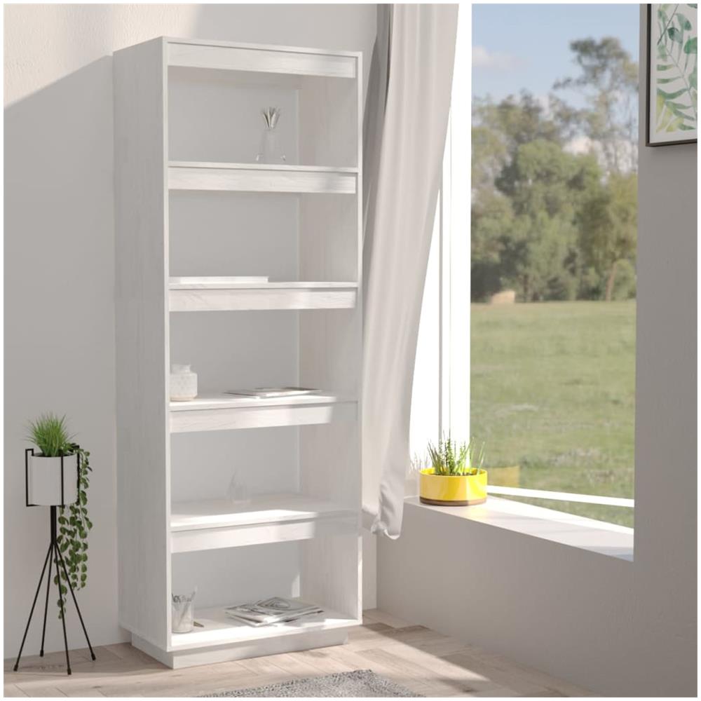 Libreria / divisorio Bianco 60x35x167cm In Legno Massello Di Pino - Foto 3