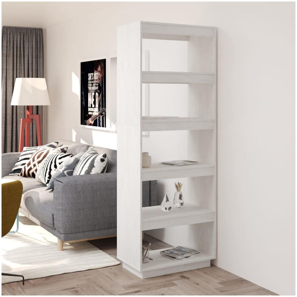 Libreria / divisorio Bianco 60x35x167cm In Legno Massello Di Pino - Foto 1