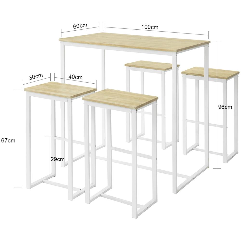 Set 5 Pezzi Tavolo Con 4 Sgabelli Mobile Bar Per Casa Stile Industriale L100*p60*a96cm Bianco Ogt15-wn - Foto 2