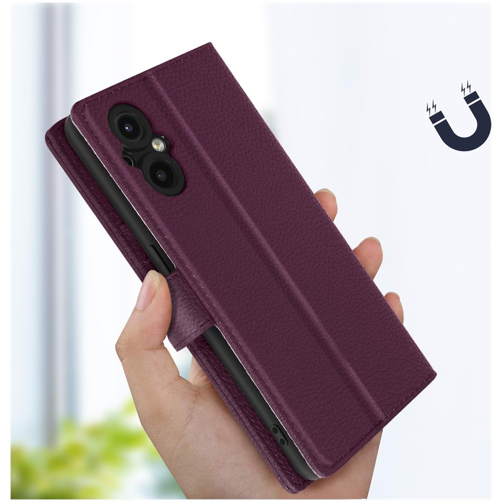 Custodia In Similpelle Oppo Reno8 Lite 5g Con Scomparti Portacarte Prugna - Foto 2