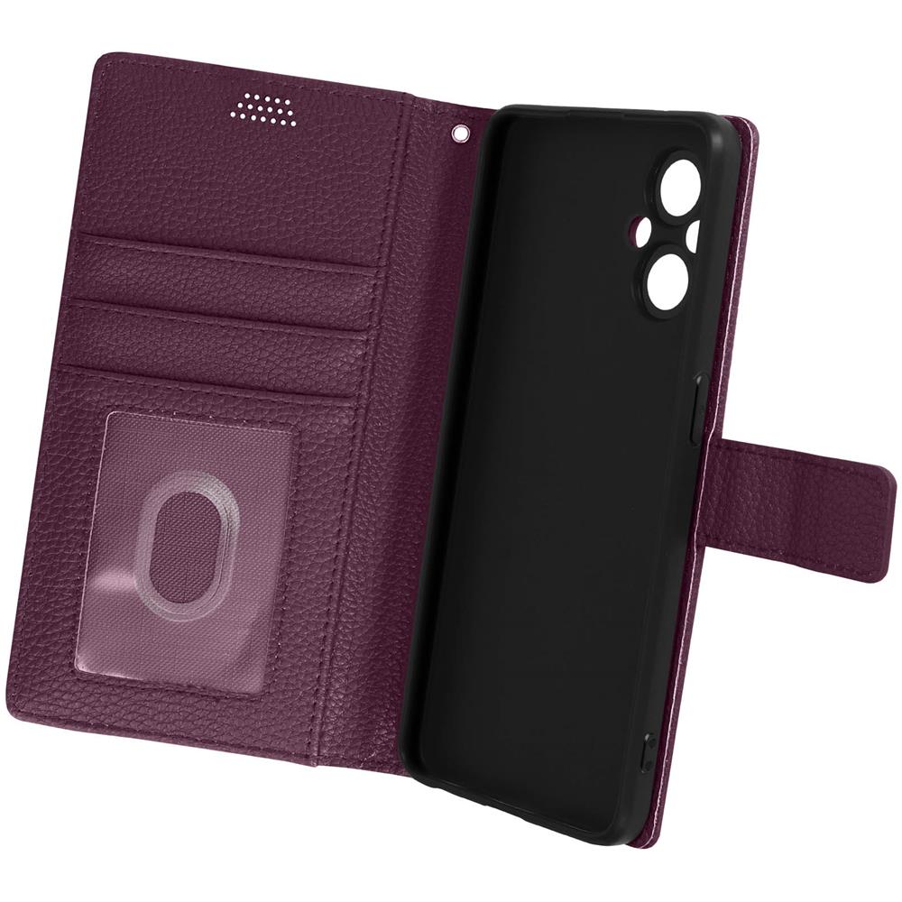 Custodia In Similpelle Oppo Reno8 Lite 5g Con Scomparti Portacarte Prugna - Foto 1