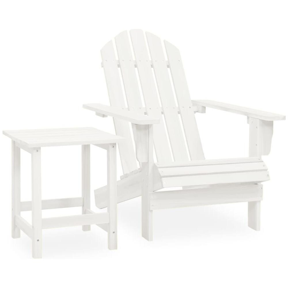 Sedia Adirondack Da Giardino Con Tavolo Abete Massello Bianco - Foto 1